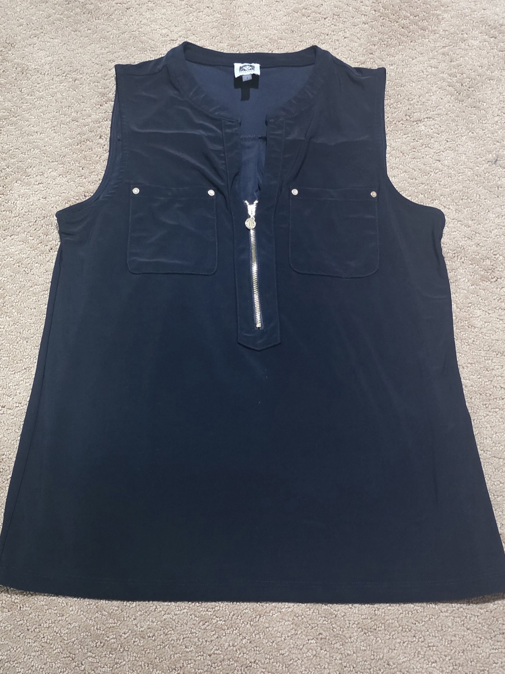 Anne Klein Navy Performance Jacket with Gold Accents